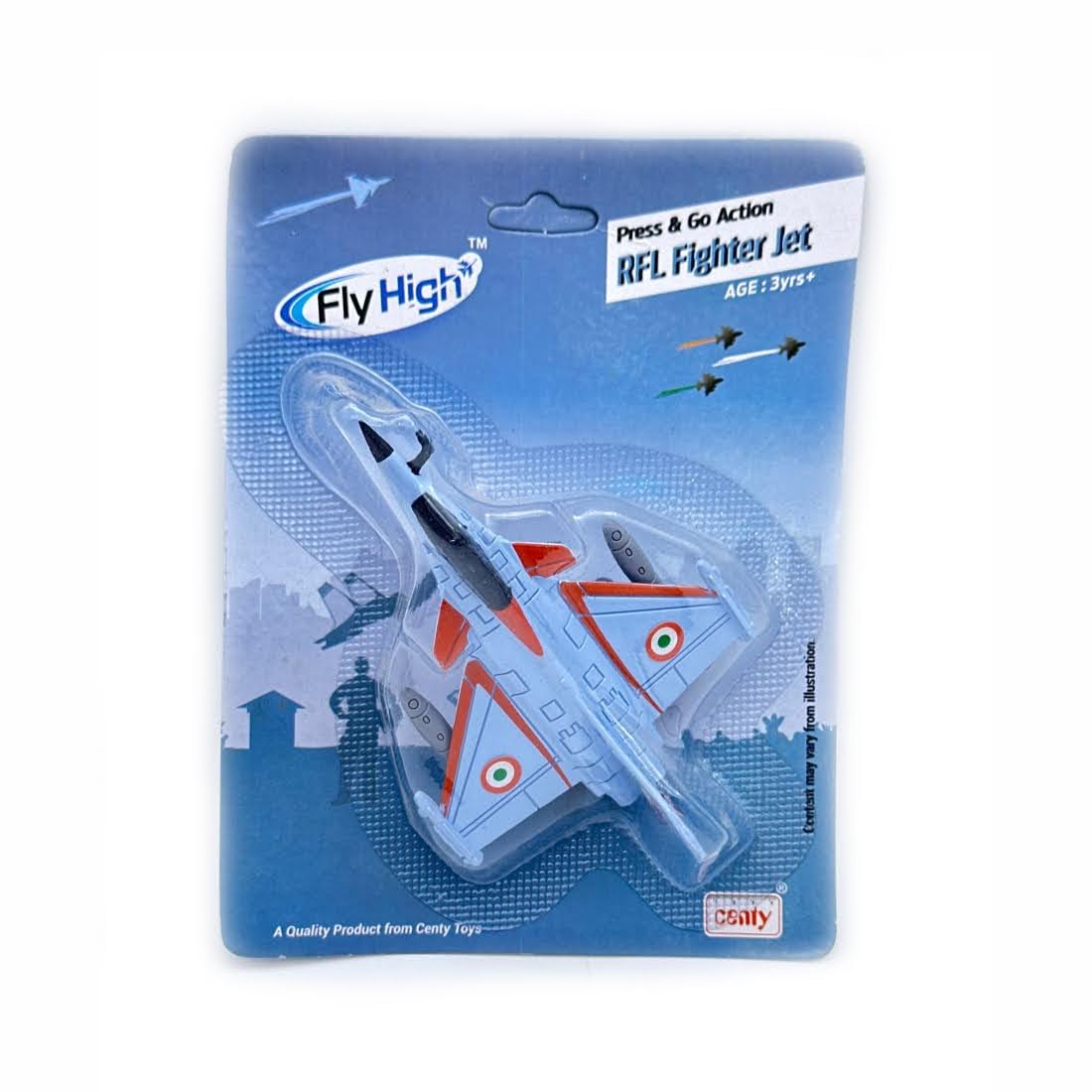 Blue press and go action fighter jet toy for ages 3 years and up