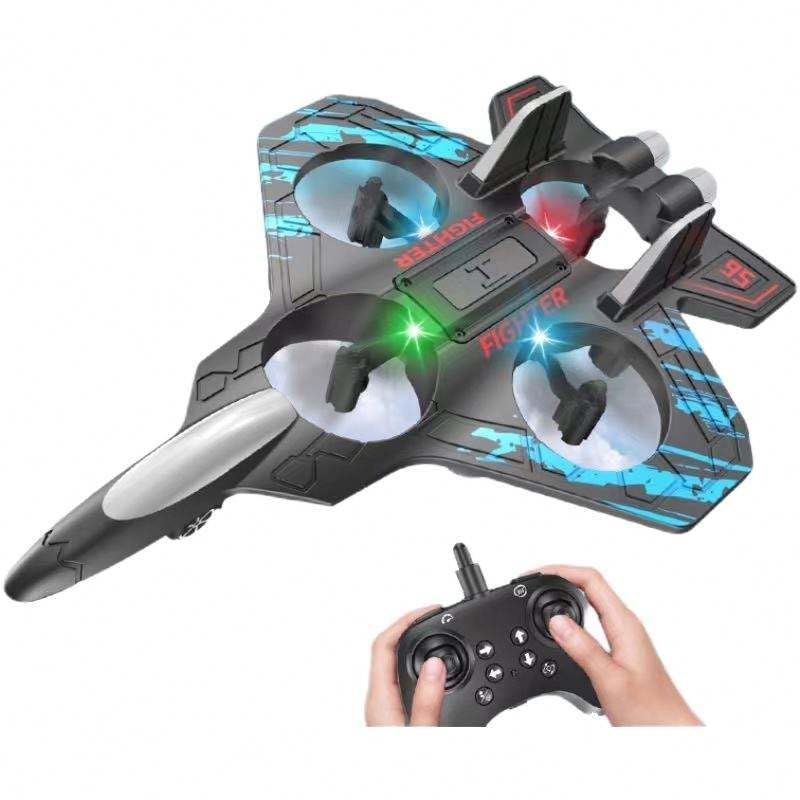 Fighter plane F-35 toy drone in black with LED lights for ages 8 and up