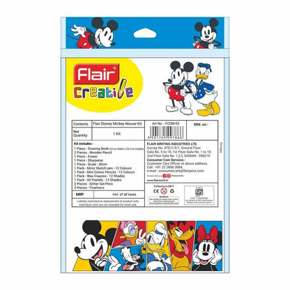 Flair kit Mickey Mouse Disney creative gift set featuring drawing book, pencils, crayons, and eraser