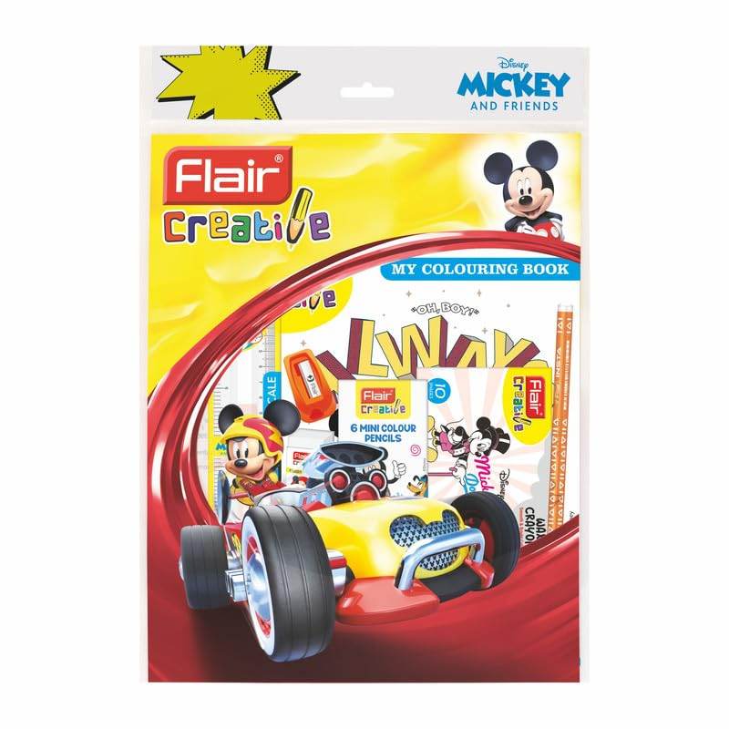 Disney Mickey Mouse stationery kit for kids featuring coloring book and mini color pencils