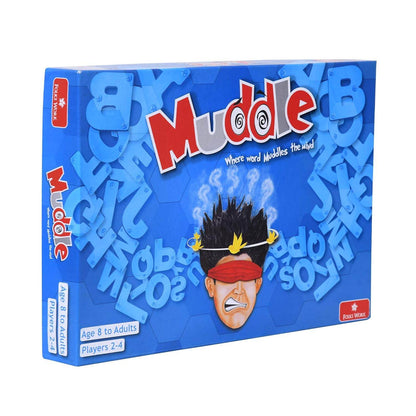 Folks work Muddle board game for kids with colorful letter blocks and fun packaging for ages 8 to adults