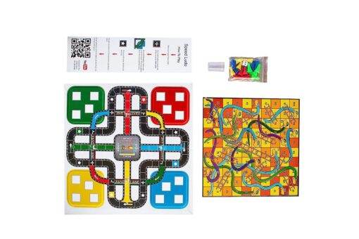 Folks work Ludo 3in1 board game for kids featuring colorful game boards and playing pieces