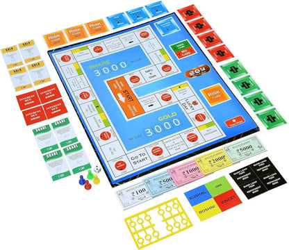 Battle of Money board game by Folks work with colorful board, money cards, tokens, and property cards