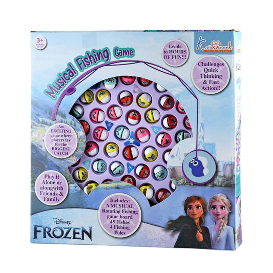 Frozen Kids Musical Fishing Game Fish Catching Board Game Toy 45 Fishes with Big Round Pond & 4 Fish Catching Sticks for Kids (Frozen) - T-Rex the toyland Sitamarhi