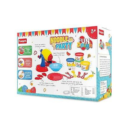 Colorful Funskool noodle party play dough kit for ages 3 and up with tools to create noodle shapes