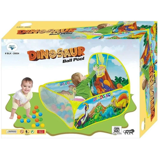 BALAK dinosaur ball pool for kids with colorful dinosaur graphics and play balls inside a mesh playpen