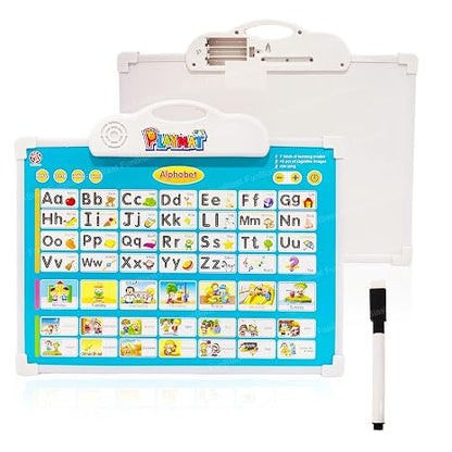 Colorful electronic drawing board for kids with alphabet and interactive features.