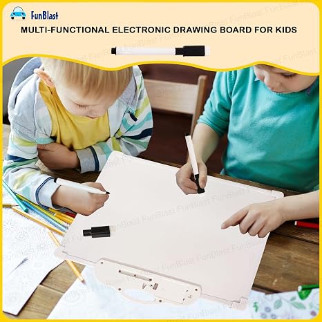 Multi-functional electronic drawing board for kids with white and black markers