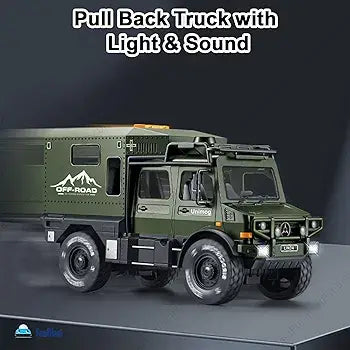 Green pull back truck monster toy with light and sound, suitable for ages 3 and up