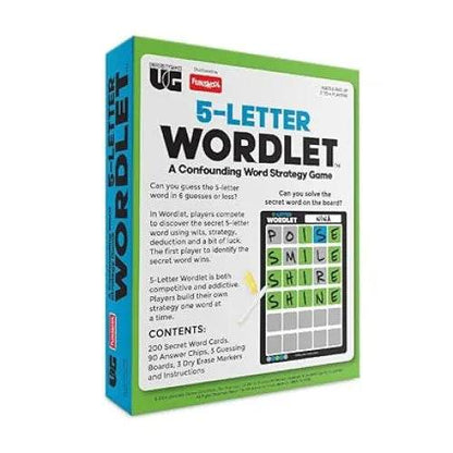 5 Letter Wordlet board game for ages 8 and up with strategy and guessing challenges