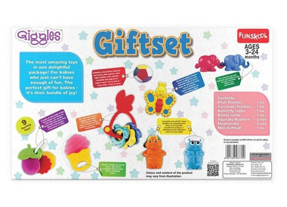 Giggles baby toy gift set including colorful teething toys for ages 3-24 months, perfect for playtime