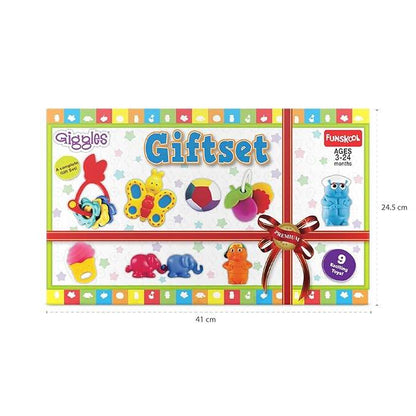 Colorful Funskool Giggles Giftset for 2-3 years with various soft toys and learning shapes