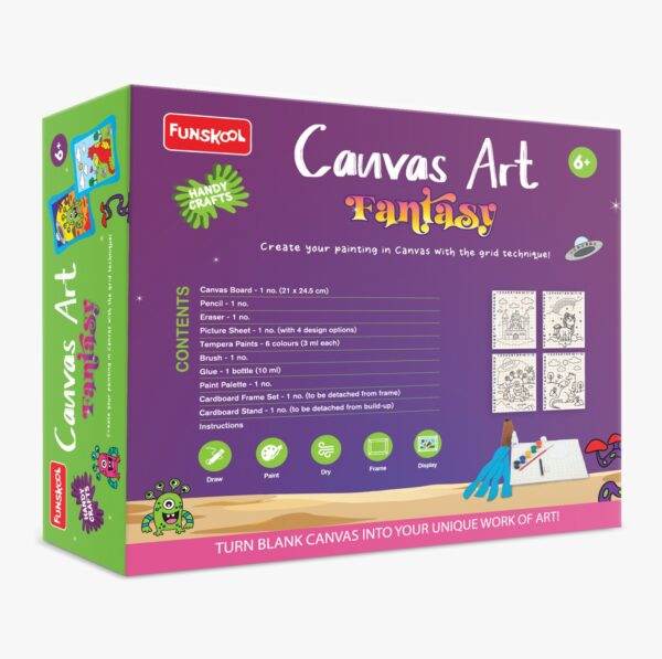 Canvas art kit for kids aged 6 and up featuring custom canvas art prints for creative projects