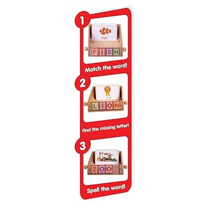 Educational children's toy with colorful blocks for interactive word games for ages 3-6