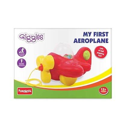 Red paper aeroplane toy for toddlers aged 12 months and up with popping ball feature