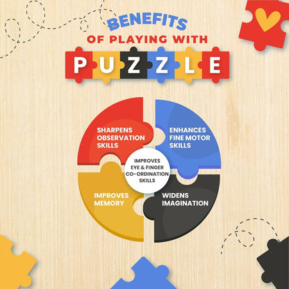 Colorful wooden puzzle designed for children to enhance fine motor skills and promote imagination.