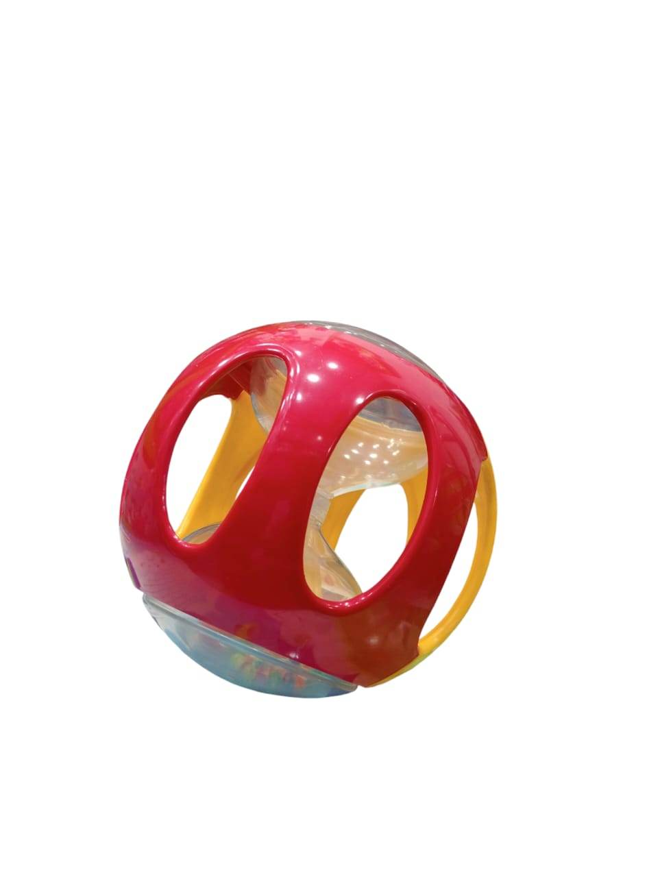 Red baby action ball toy for infants with soft grips and playful design, ideal for baby toys