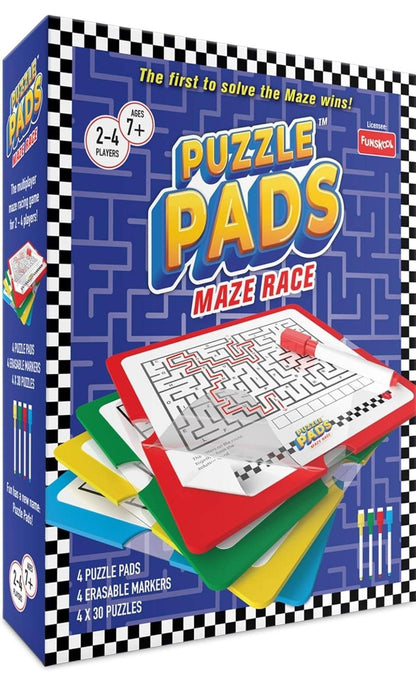 Puzzle Pads Maze Race board game for 2-4 players ages 7 and up with erasable markers