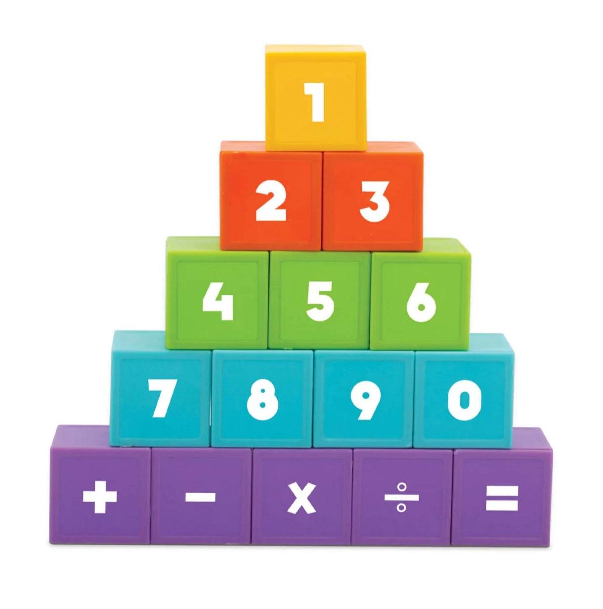 Colorful building blocks learning center stacked for kids aged 3-6 to learn numbers and math