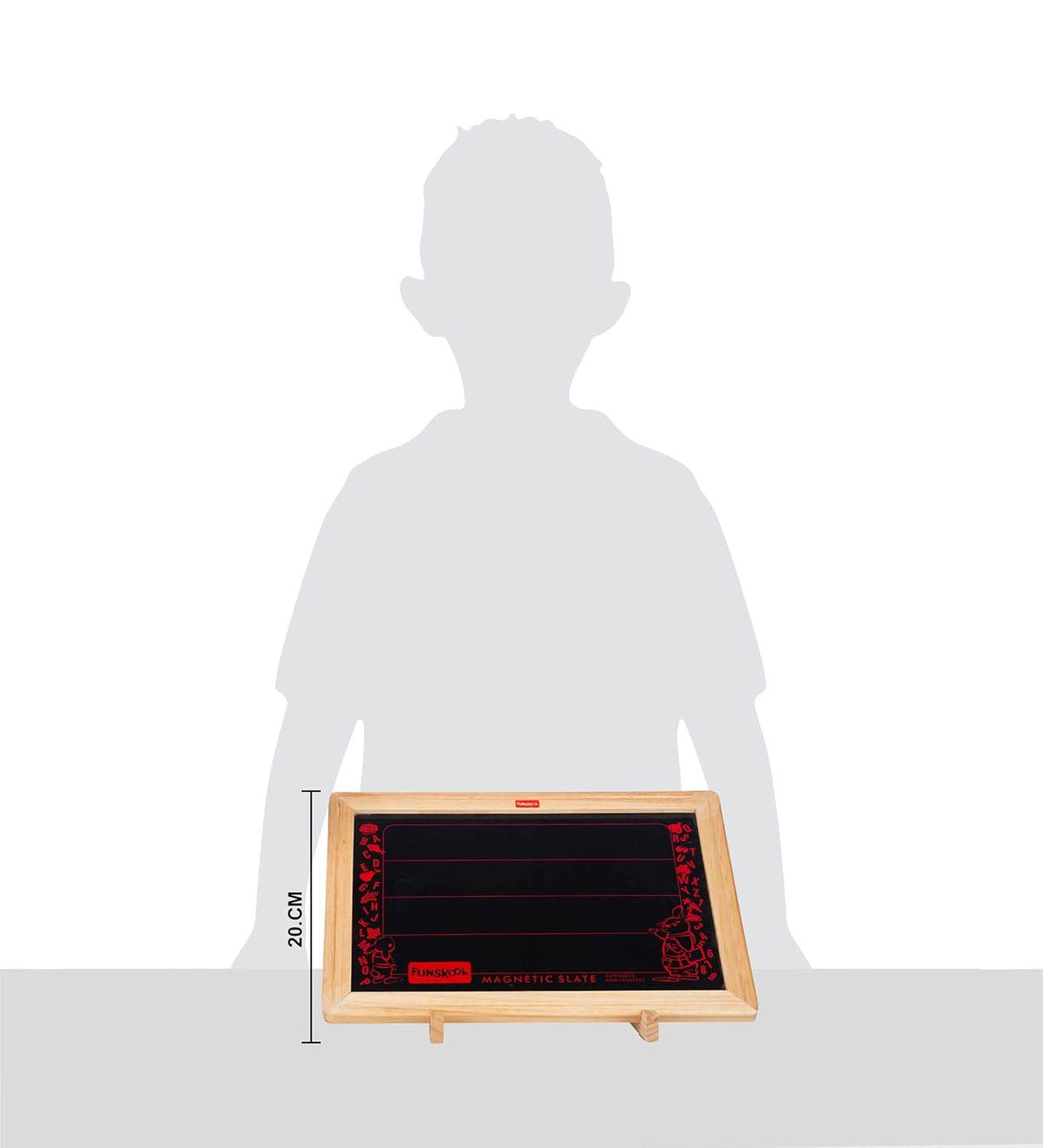 Wooden magnetic writing slate in red for kids aged 3-6 years, promotes learning and creativity, buy 2 in 1 Magnetic Writing Slate Online India | Kids Learning Board