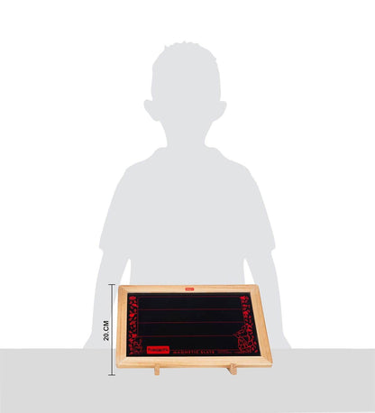 Wooden magnetic writing slate in red for kids aged 3-6 years, promotes learning and creativity, buy 2 in 1 Magnetic Writing Slate Online India | Kids Learning Board