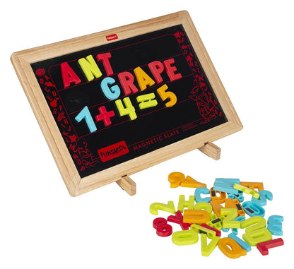 Kids 2 in 1 Magnetic Writing Slate in black and wood for learning; buy 2 in 1 Magnetic Writing Slate Online India | Kids Learning Board