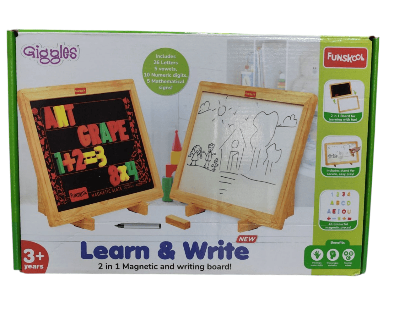2 in 1 Magnetic Writing Slate for kids aged 3 years and up, ideal for learning and creativity. Buy 2 in 1 Magnetic Writing Slate Online India | Kids Learning Board.