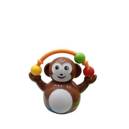 Brown cymbal-banging monkey toy with colorful balls for toddlers