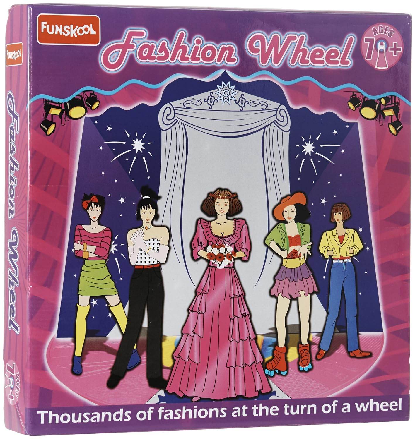 Funskool Fashion Wheel fashion design kit for kids with dress-up paper dolls and styling options