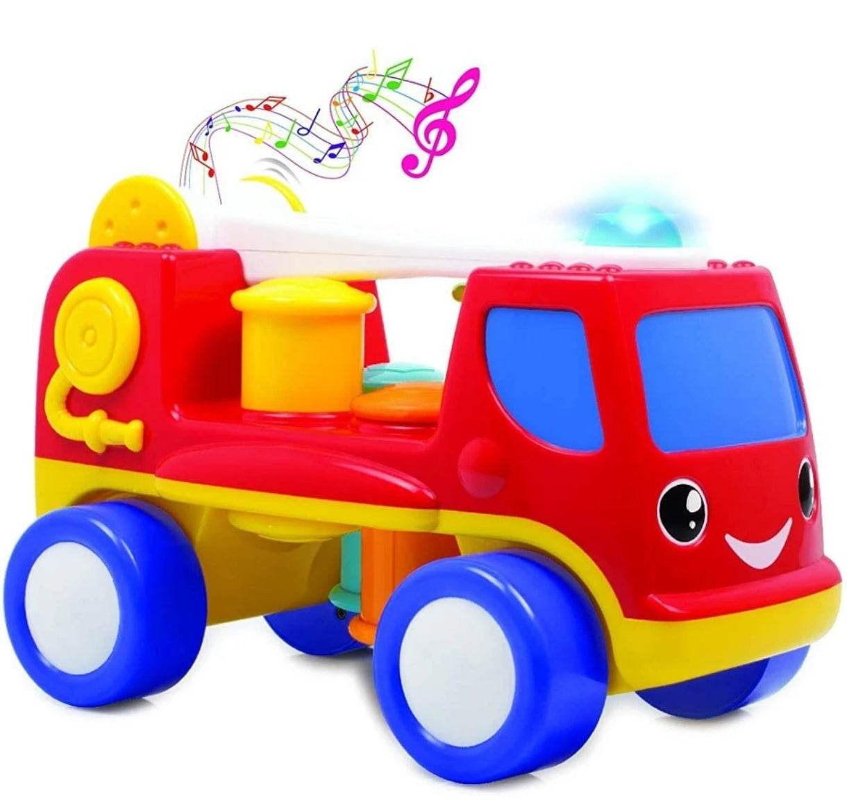 Colorful fire engine truck toy with musical sounds for ages 3-5 years