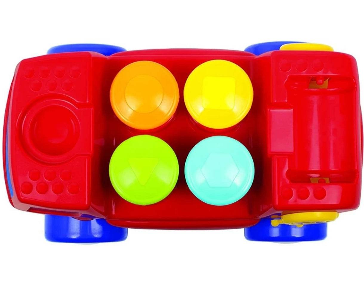 Red fire engine truck toy with colorful blocks for toddlers ages 2-4 years