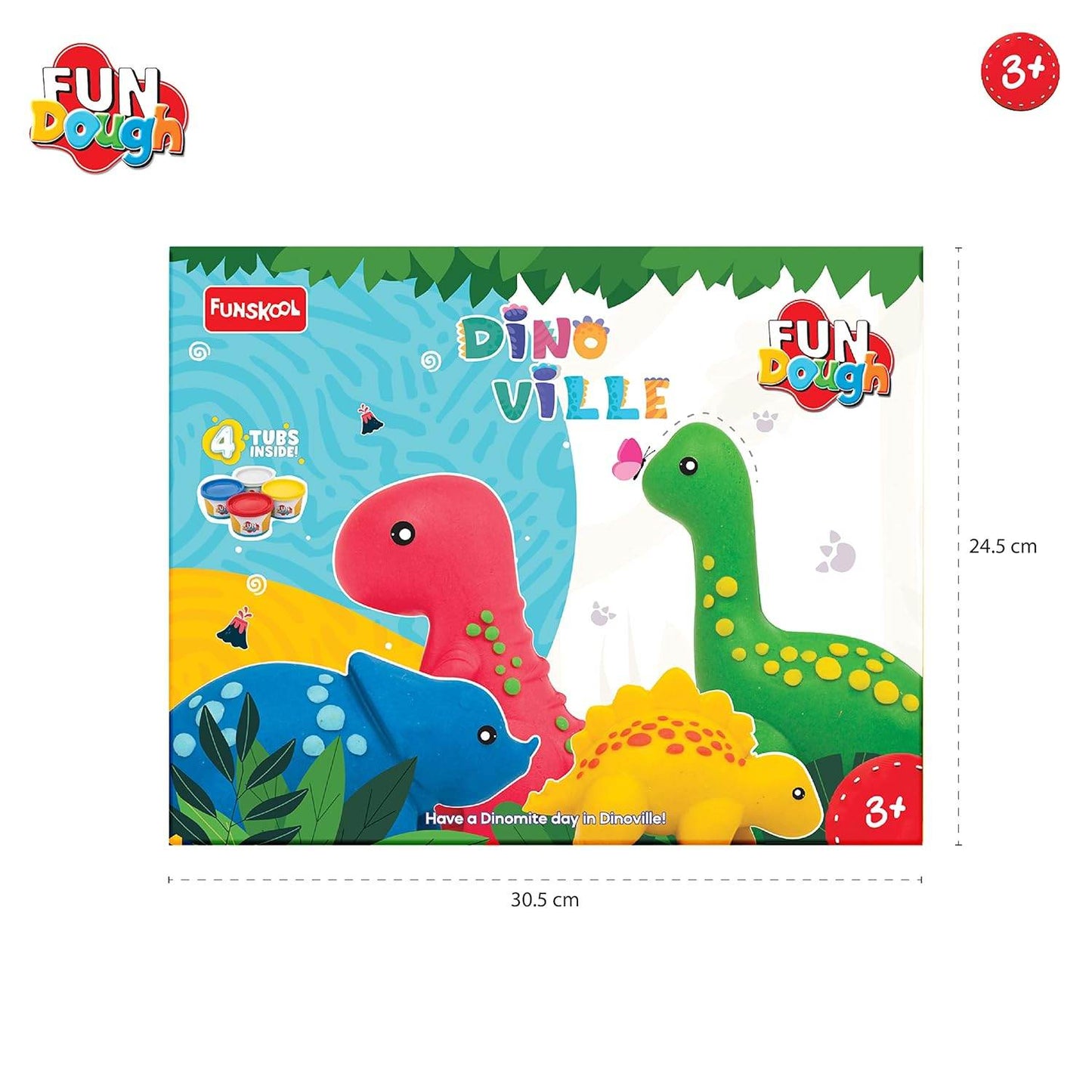 Funskool Fundough Dino Ville modeling clay set with colorful dinosaur shapes for kids