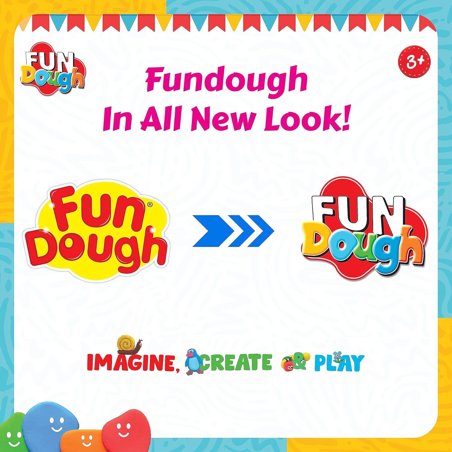Funskool Fundough ice cream shop playset packaging showing new logo design and colorful branding