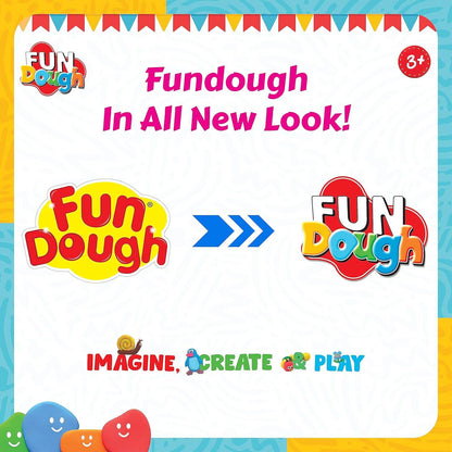 Funskool Fundough ice cream shop playset packaging showing new logo design and colorful branding