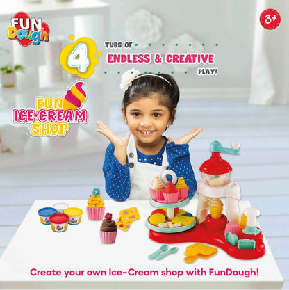 Funskool Fundough ice cream shop playset with colorful ice cream molds and accessories for creative play