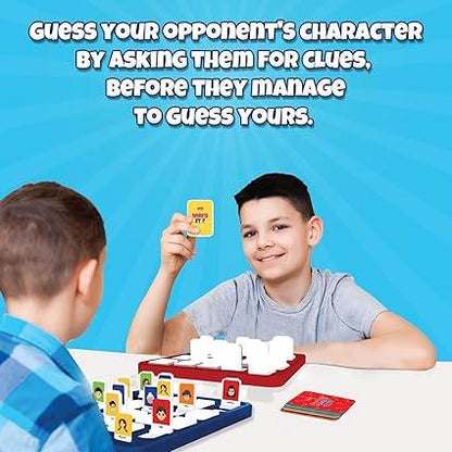 Colorful character guessing game with board for ages 6 and up, encouraging fun social interaction