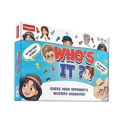 Colorful Who's It? game with board for 6 years and up, guessing mystery characters