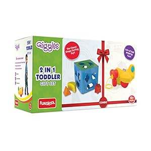 Funskool Giggles - 2 in 1 Toddler Multicolour Giftset,Shape Sorting Cube and Aeroplane Pull Along Toy, Develops Motor Skills,18 Months and Above, Infant & Pre-School Toys - T-Rex the toyland Sitamarhi