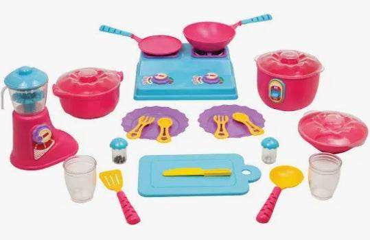 Funskool Giggles complete kitchen gift toy set with colorful pots pans utensils and accessories