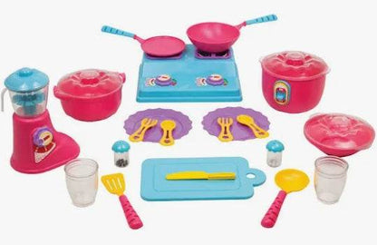 Funskool Giggles complete kitchen gift toy set with colorful pots pans utensils and accessories