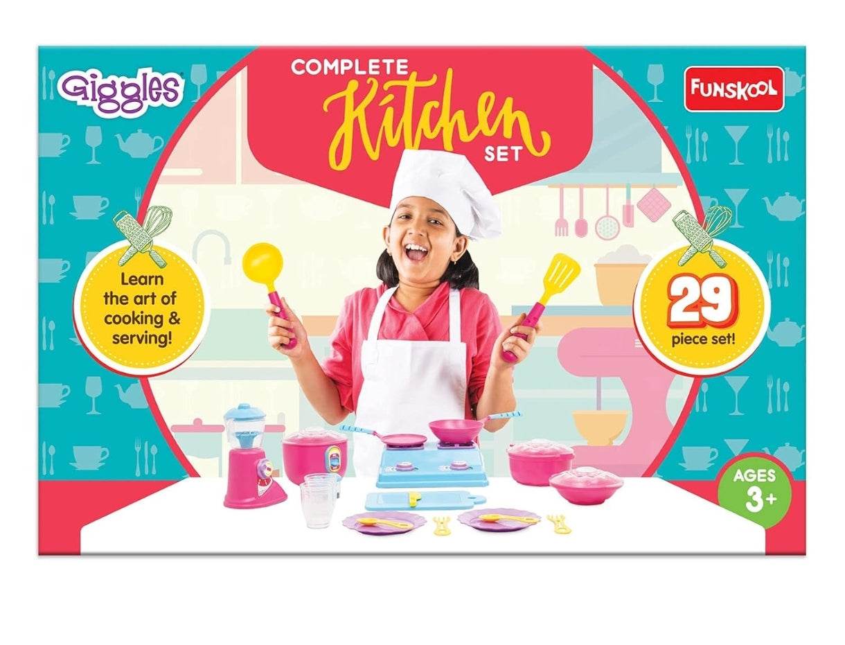Funskool Giggles complete kitchen gift set with 29 pieces for kids ages 3 plus