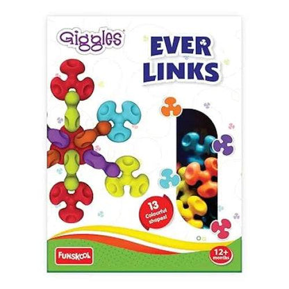 Funskool Giggles - Ever Links - 13pcs, Multi-Coloured Interlocking Learning Educational Toy, Toy for Toddlers, 1 Year and Above, Colourful and Creativity, Safe Material, 13 Pieces Ever Links - T-Rex the toyland Sitamarhi