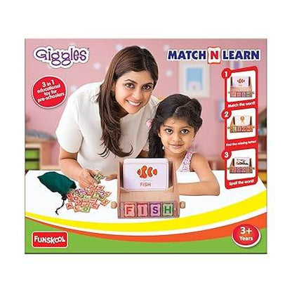 Funskool Giggles - Match n Learn, Wooden Educational Toy, Learn to Read, Toy for Kids, Spell and Identify Pictures, Preschool Toy, 3 Years and Above. - T-Rex the toyland Sitamarhi