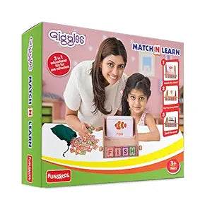 Funskool Giggles - Match n Learn, Wooden Educational Toy, Learn to Read, Toy for Kids, Spell and Identify Pictures, Preschool Toy, 3 Years and Above. - T-Rex the toyland Sitamarhi