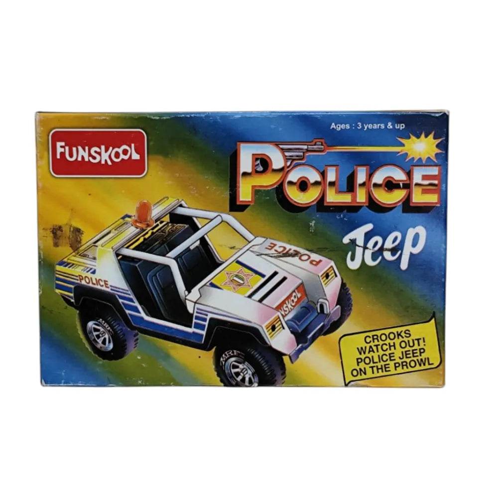 White jeep police car toy for ages 3 years and up with realistic design and action features