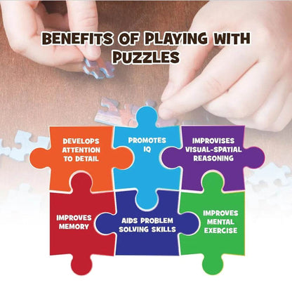 Colorful jigsaw and puzzle pieces for kids promoting problem-solving skills and mental exercise