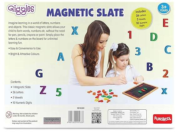 Colorful magnetic slate for learning letters and numbers, suitable for ages 3 and up