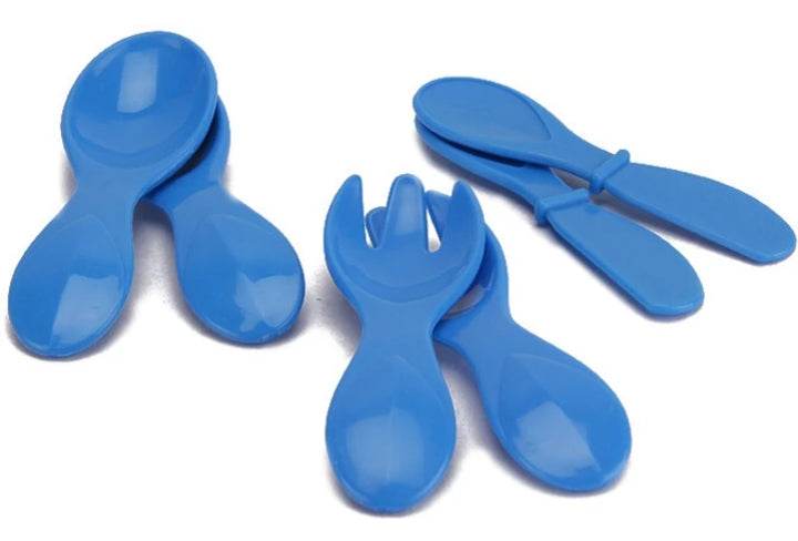 Blue plastic play spoons and forks from Funskool party kitchen set for kids pretend cooking
