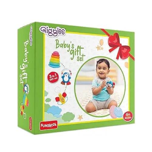 Funskool Plastic Giggles, Baby's Gift Set, Multicolour Baby Toy Gift Set for New Born, Stacking Rings,Teether,Rattle, 6 Months & Above, Infant Toys - T-Rex the toyland Sitamarhi