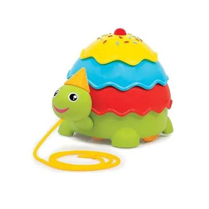Colorful pull along toy wooden turtle with layers for children aged 2 years and up